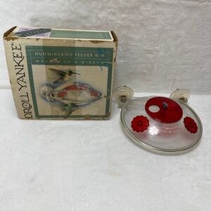 VTG Droll Yankees Clear Plastic Hummingbird Feeder Mounts on Window